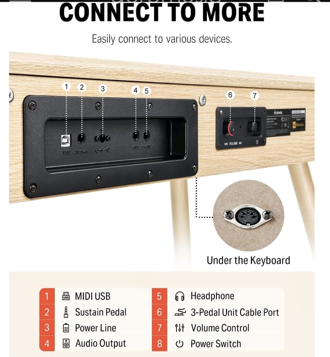Donner DDP-80 Wooden Style Dijital Piyano (Naturel Wood)