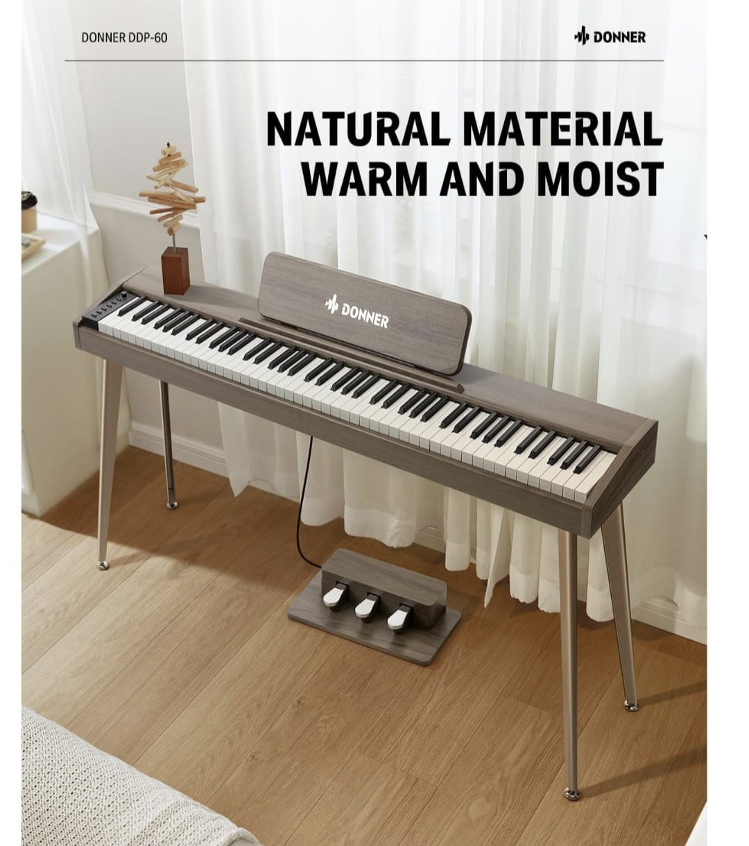 Donner DDP-60 Dijital Piyano (Gray Wood Grain)