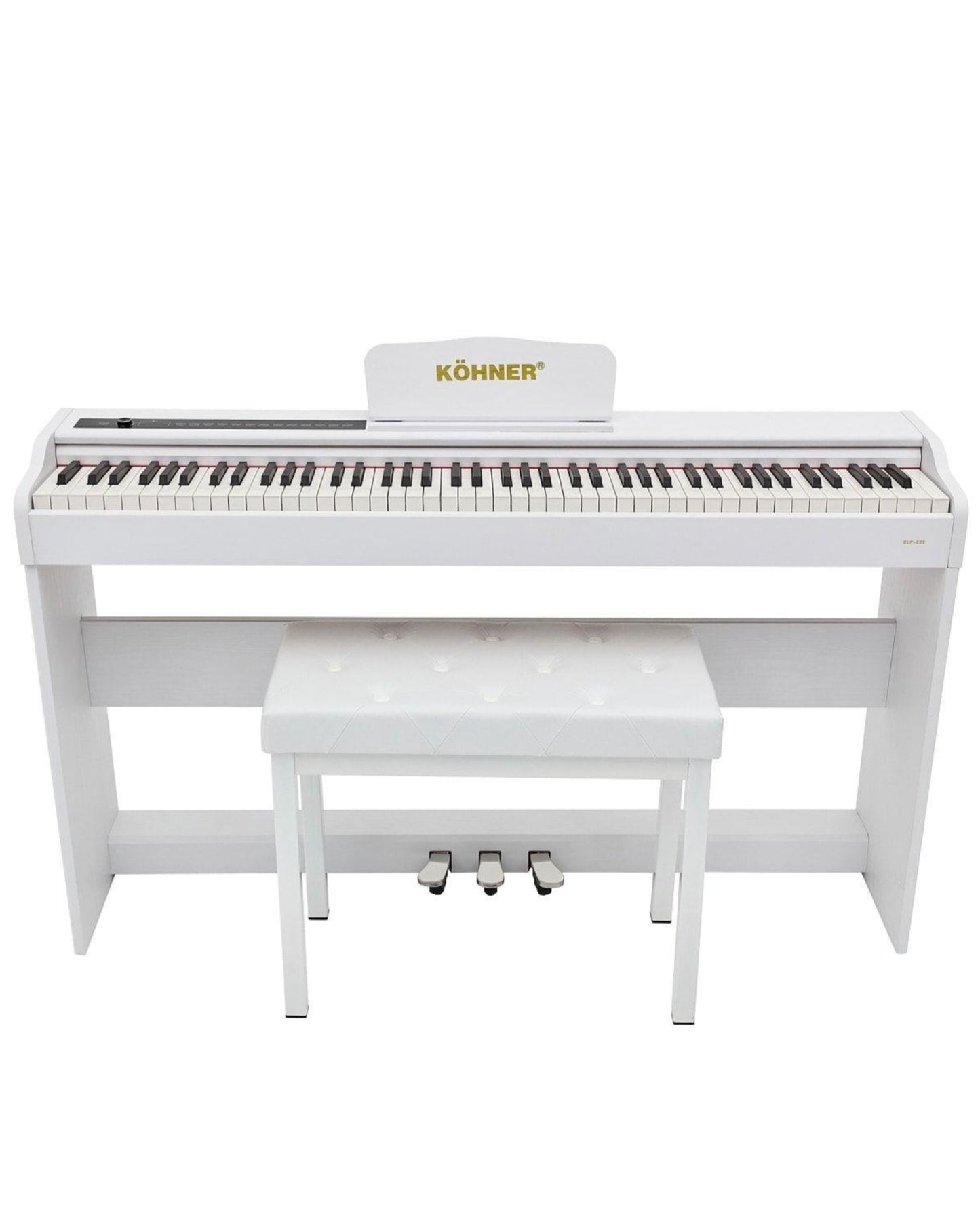 KÖHNER SLP-225 WH Dijital Konsol Piyano, Bluetooth, Tuş Hassasiyeti, 88 Tuşlu (KULAKLIK VE TABURE)