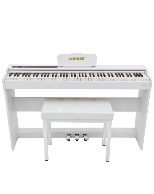KÖHNER SLP-225 WH Dijital Konsol Piyano, Bluetooth, Tuş Hassasiyeti, 88 Tuşlu (KULAKLIK VE TABURE)