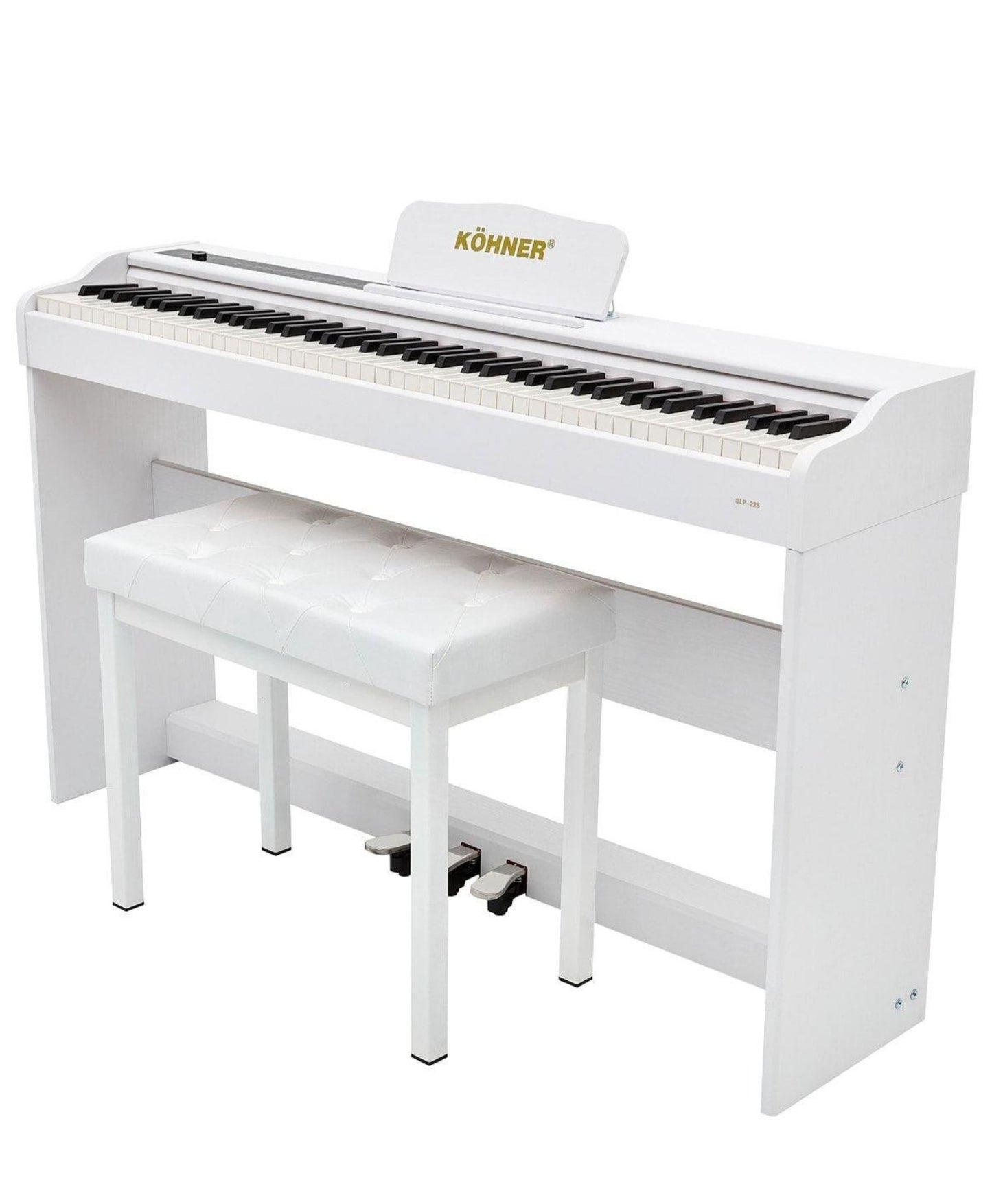 KÖHNER SLP-225 WH Dijital Konsol Piyano, Bluetooth, Tuş Hassasiyeti, 88 Tuşlu (KULAKLIK VE TABURE)