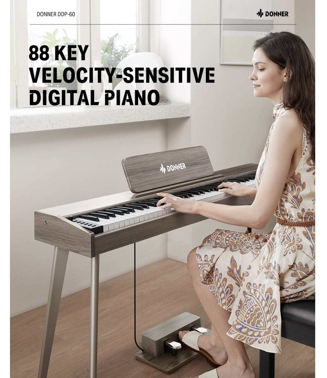 Donner DDP-60 Dijital Piyano (Gray Wood Grain)