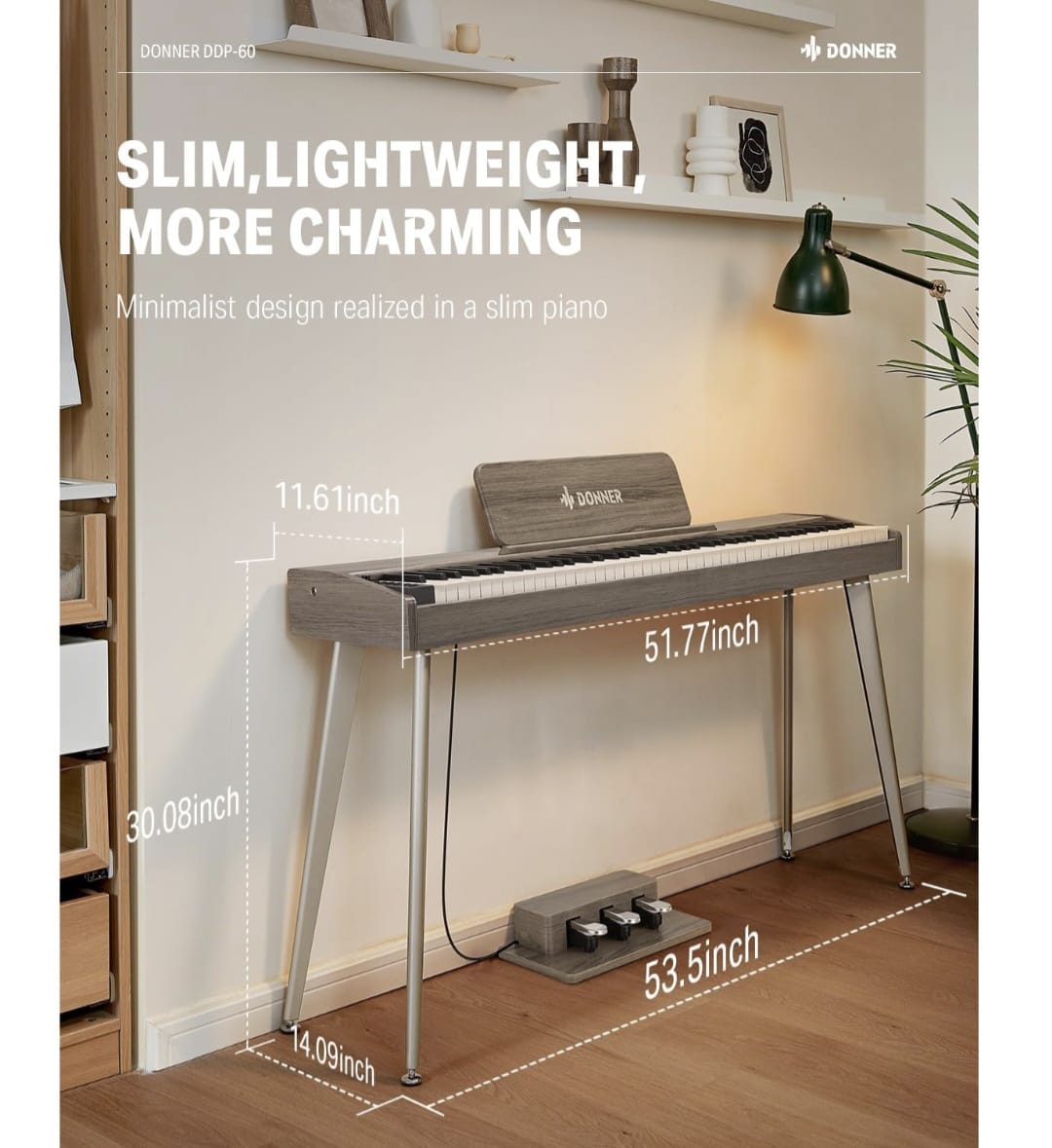 Donner DDP-60 Dijital Piyano (Gray Wood Grain)
